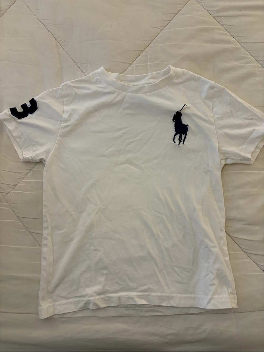 Polo Ralph Lauren Boys Big Pony T Shirt White Navy Size 7
